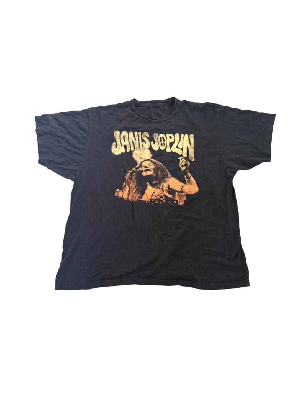Janis Joplin Unisex Adult Short Sleeve Top Black Lady Graphic Vintage Boho Rock
